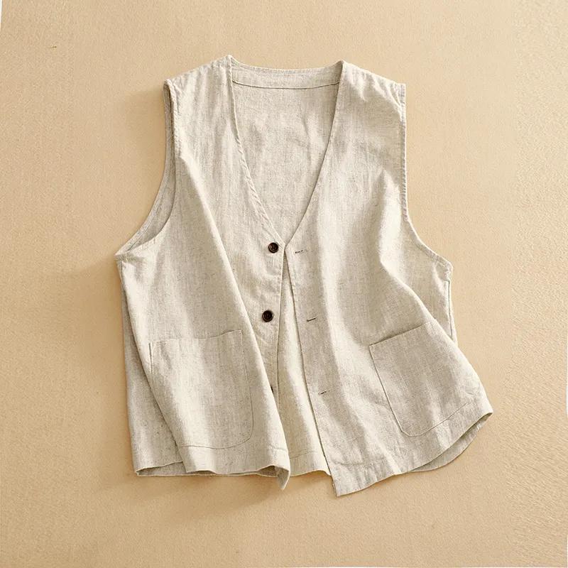 Vest for Women Versatile Sleeveless Lined Vest Casual Retro Loose Sleeveless Blazer Vest Top
