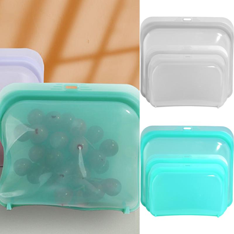 Silicone Storage Bags for Food Reusable Freezer Bags Set of 3 Leak-proof Organizer Refrigerator Keeper for Fruit Vegetable