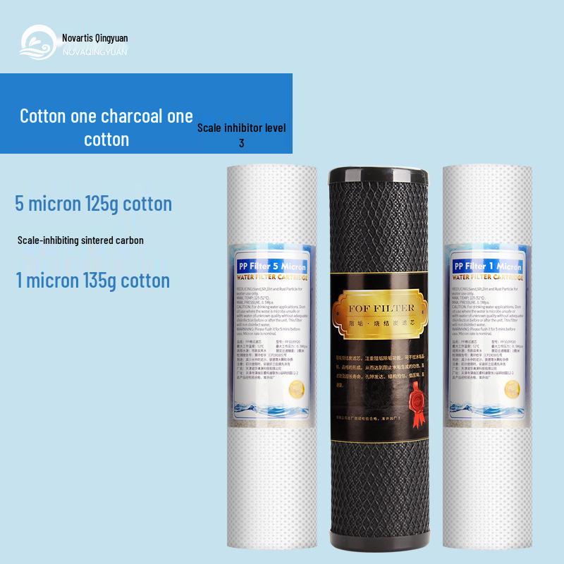 3-Stage Filter Cartridge Set for 10-Inch Water Purifiers: PP Cotton & Activated Carbon