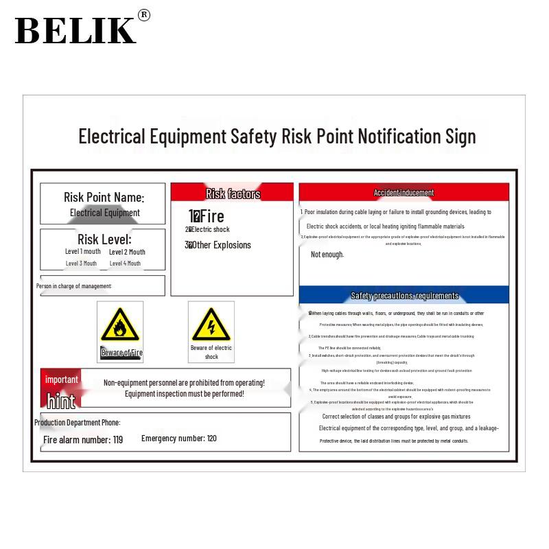 BELIK Safety Risk Notification Sign 30*40CM