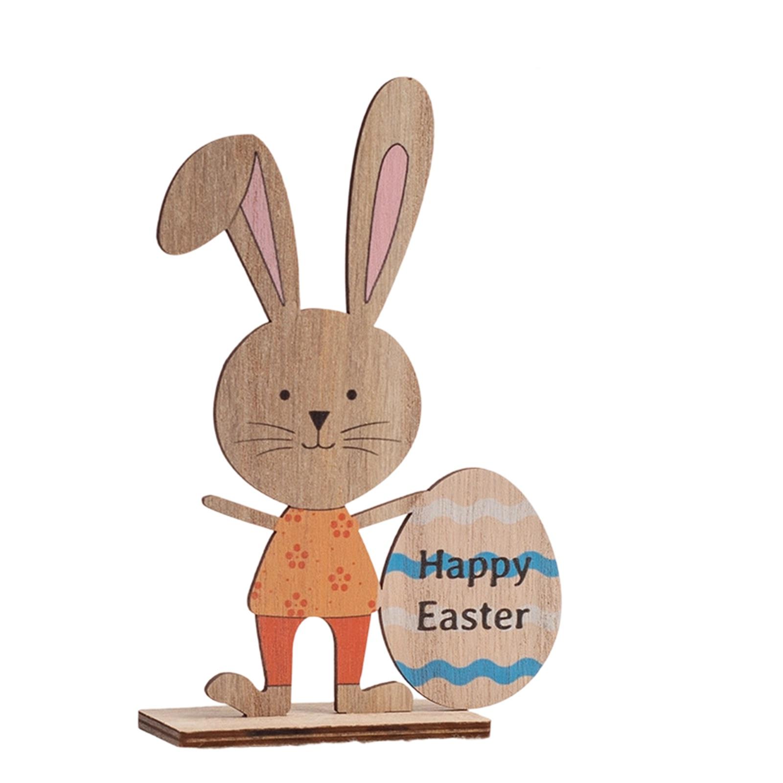 3D Фигурка Пасхального Кролика Расписное Настольное Украшение One Size