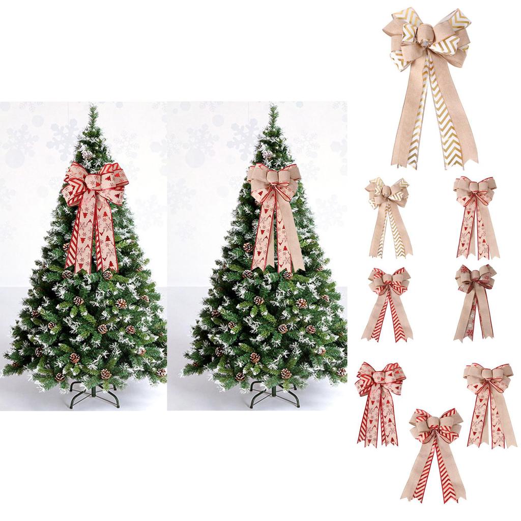 Randig dubbellager säckvävsrosett för julgran och tacksägelsehöstdekoration