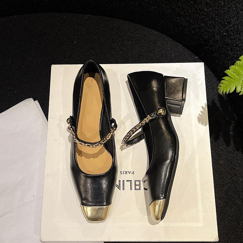 Thick heel square head Mary Jane single shoes women's shoes 2025 new spring and autumn temperament shoes