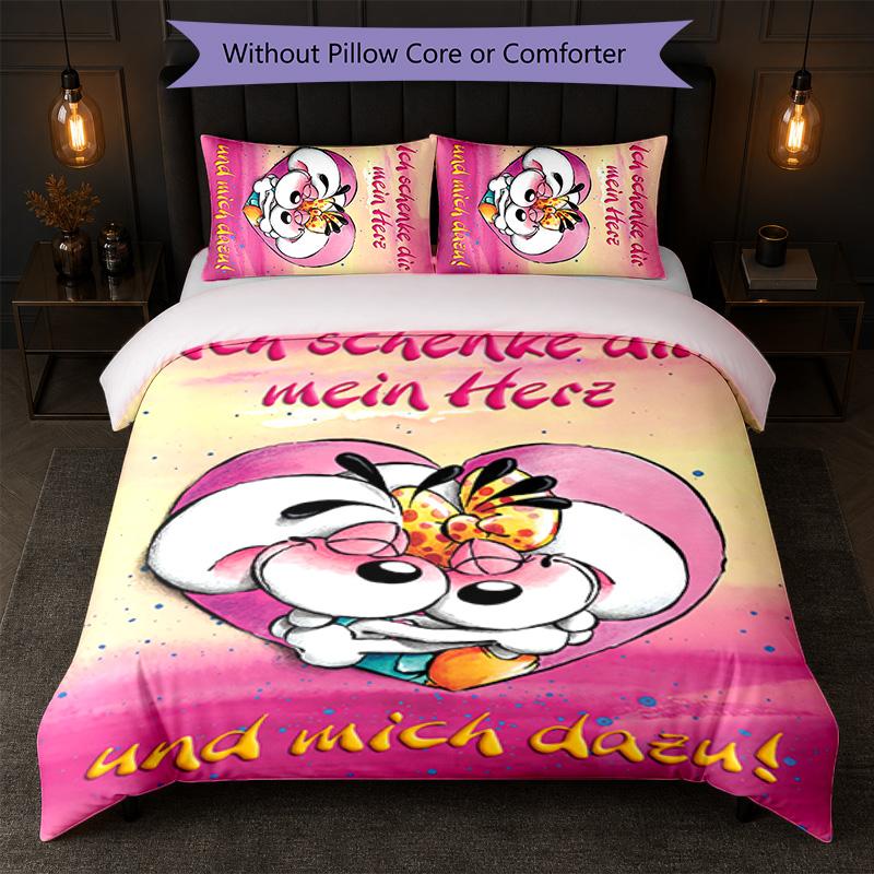 Set Copripiumino 3 Pezzi Diddl Print 1 Copripiumino e 2 Federe Biancheria da Letto Morbida per Camera da Letto Domestica
