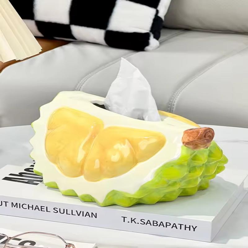 2025  Durian Shaped Paper Towel Holder Creative Large Capacity Tissue Storage Box Smooth Paper Container Tissue Box