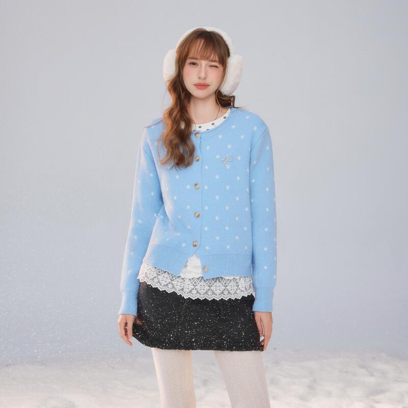 UNIFREE Vintage Polka Dot Knit Cardigan