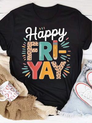 Funny Teacher  Friday Fun Day  T-Shirt, Retro Funny Friday Weekend Short-Sleeve Printed T-Shirt, Uni