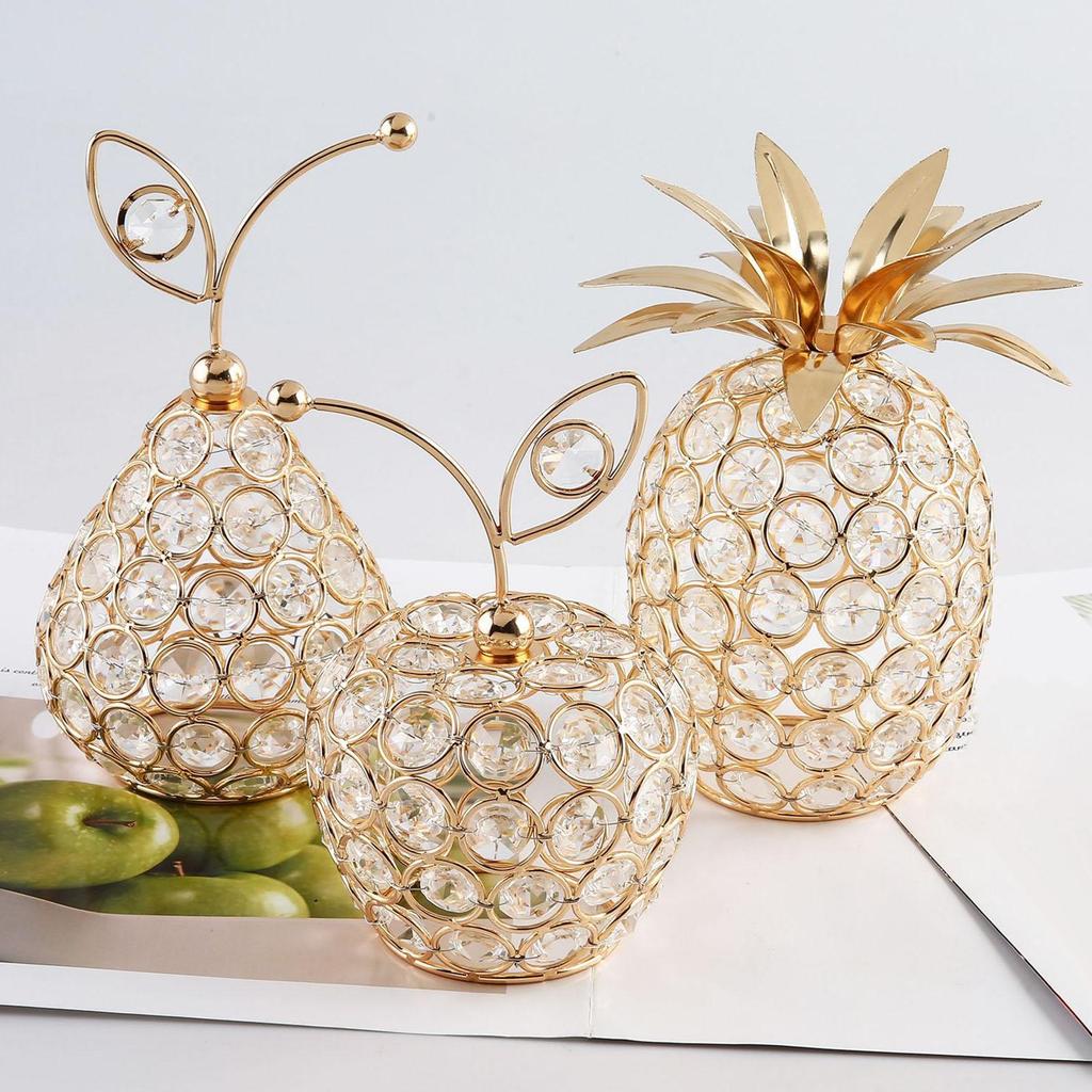 Fruit Statue Art Crafts ,Handmade Shiny Rhinestone Figurines for Entrance Hotel Desktop Wedding