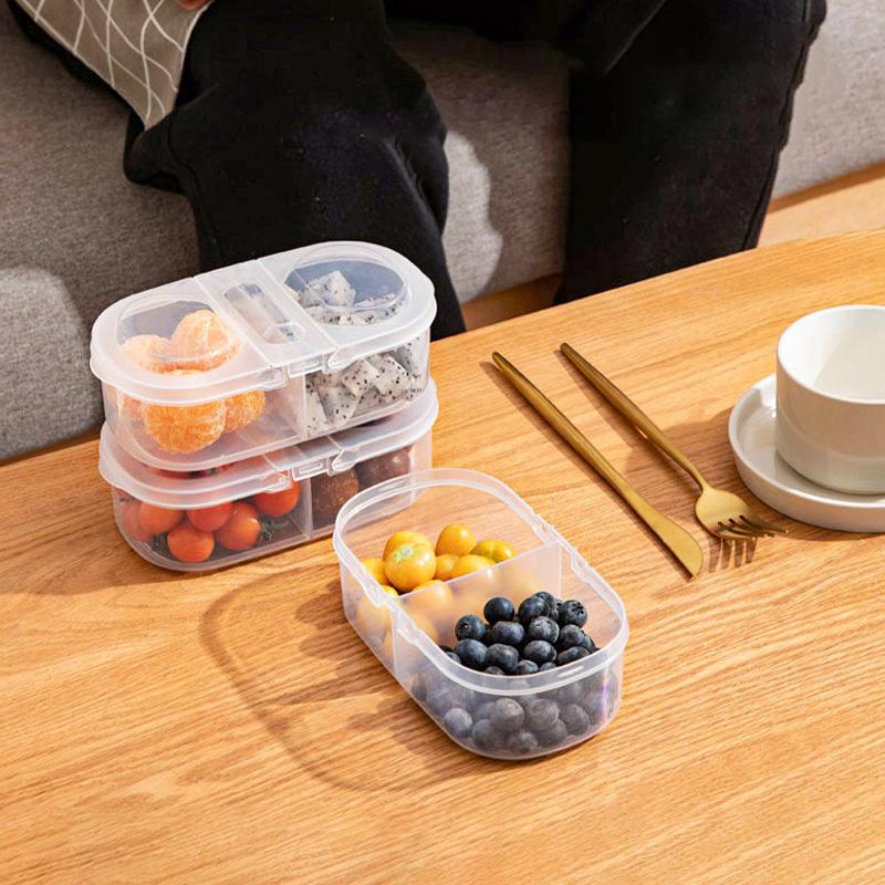 Double Compartment Covered Kitchen Food Grain Sealed Tank Multifunctional Kitchen Refrigerator Plastic Storage Fresh Box