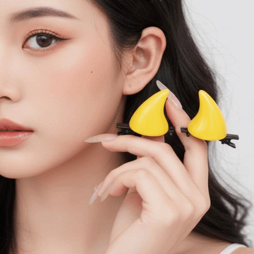 Miniature Demon Horn Barrettes Glossy Ox Horn Hair Clips Devil Horn Hairpins Daily Styling