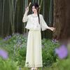 2025 Summer Retro Embroidery Tang Suit & Wide-Leg Pants Hanfu Set