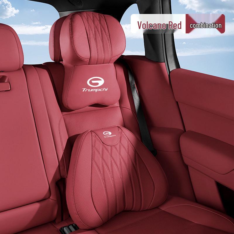 Trumpchi Headrest and Lumbar Support Pillow - Genuine Leather Cushion for GS3/4/8, M8/6Pro, E8/9