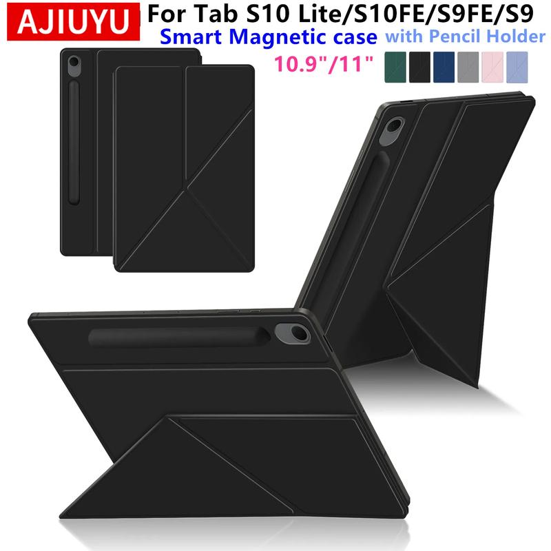 For Samsung Galaxy Tab S10 Lite 10.9 inch S7 S8 Magnetic folding Case for Tab S9 FE 10.9 11 12.4 Inch S11 Ultra 14.6"Pencil Holder Cover