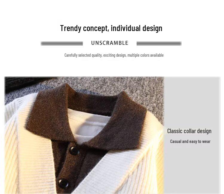 2024 Men's Autumn/Winter American Retro V-Neck Cardigan Sweater - Casual Solid Color Knitwear