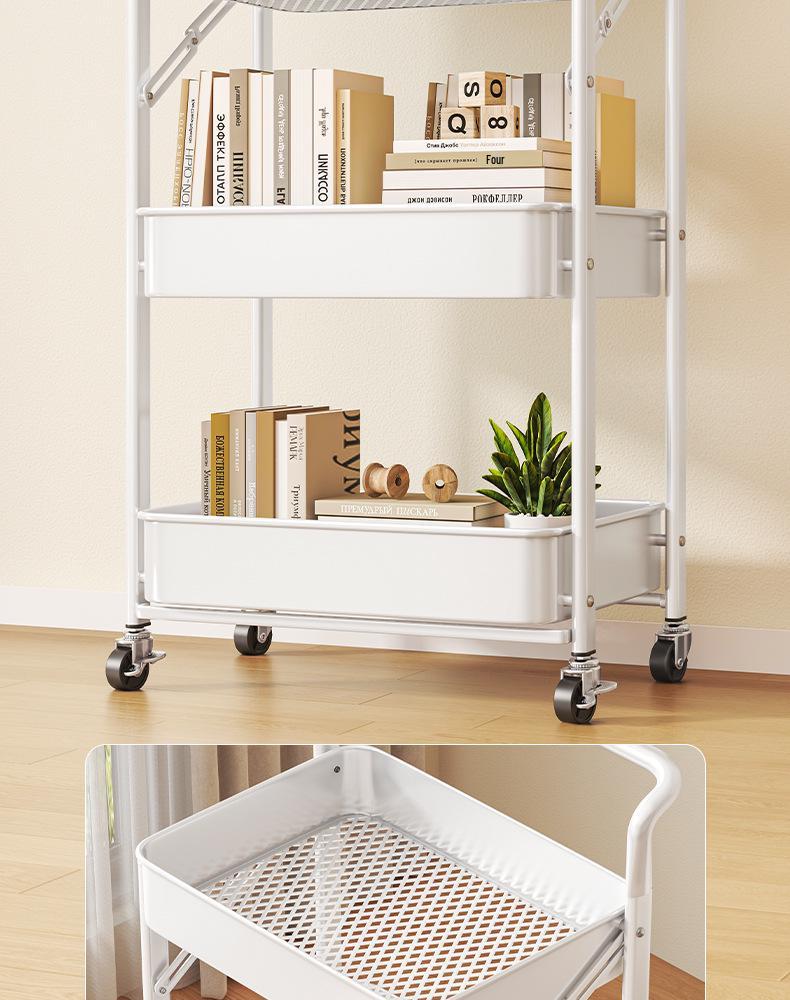 Carrello Multi-Livello Pieghevole Compatto: Scaffale Metallico Versatile per Bagno, Camera da Letto o Soggiorno