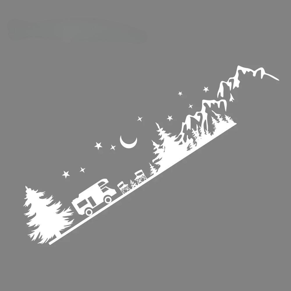 Camping Forest Landscape Mountain Sticker Decoration For Camper Van SUV Motorhome Caravan RV Decor Decal Auto Tuning Accessories