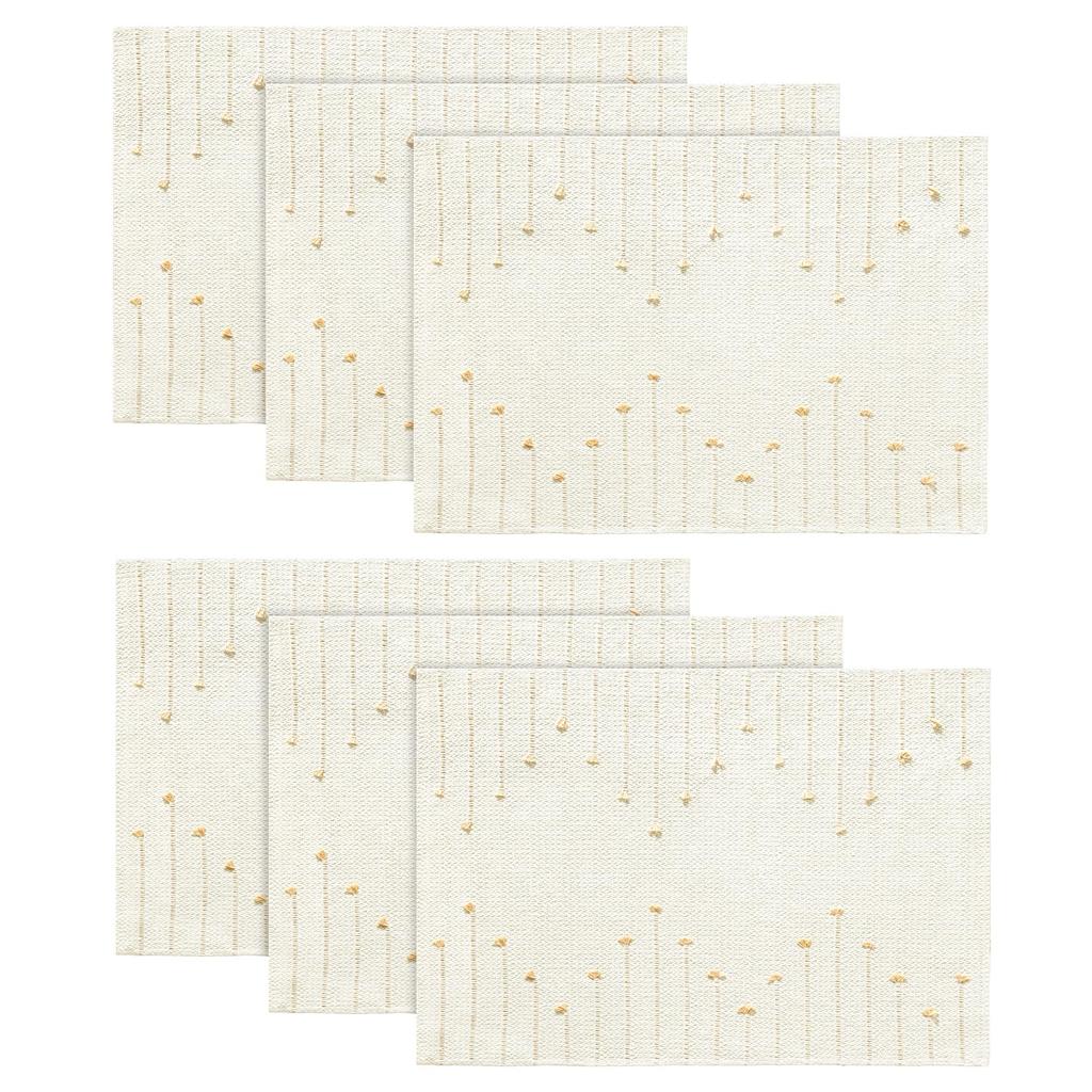 Light Grey Farmhouse Woven Rustic Placemats Set of 6,12x18 Seasonal Holiday Macrame Burlap Kitchen Dining Table Decoration for Home Party Decor