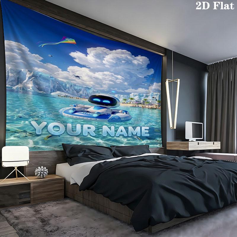 ASTRO BOT Custom Name Wall Tapestry Aesthetic Wall Hanging Printed Fabric Blanket Decorative Tapestries for Bedroom Living Room Home Decor
