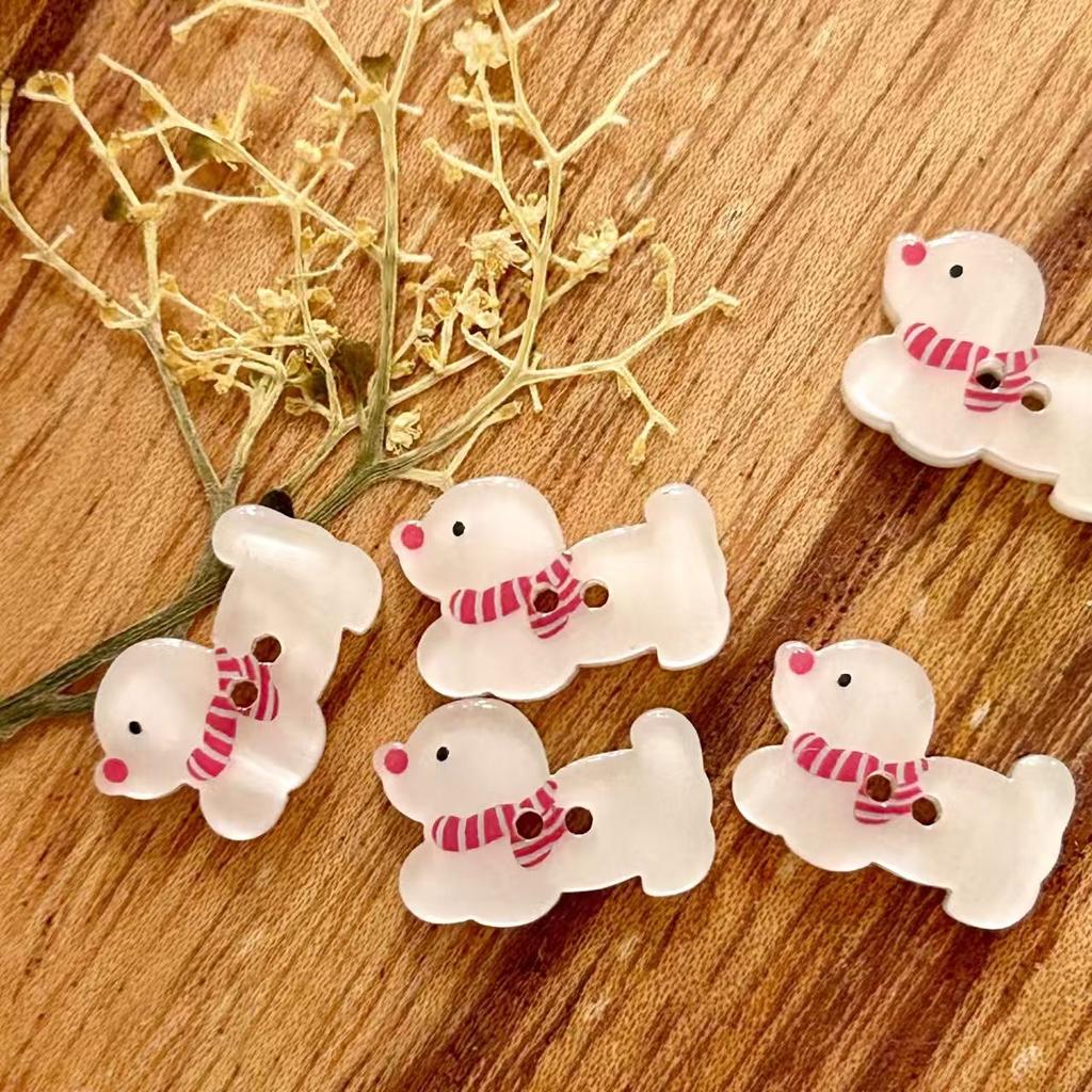 20pcs Cute Christmas Tree/cartoon Dog Button, Shaped Two Hole Resin Button, Clothing Decoration, Handmade DIY Accessories