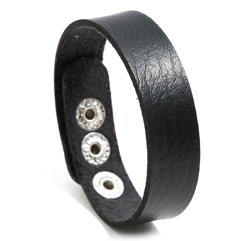 Zorcvens Vintage Echte Leder Armbänder Punk Breite Manschette Armbänder mit Anhängern Für Männer black