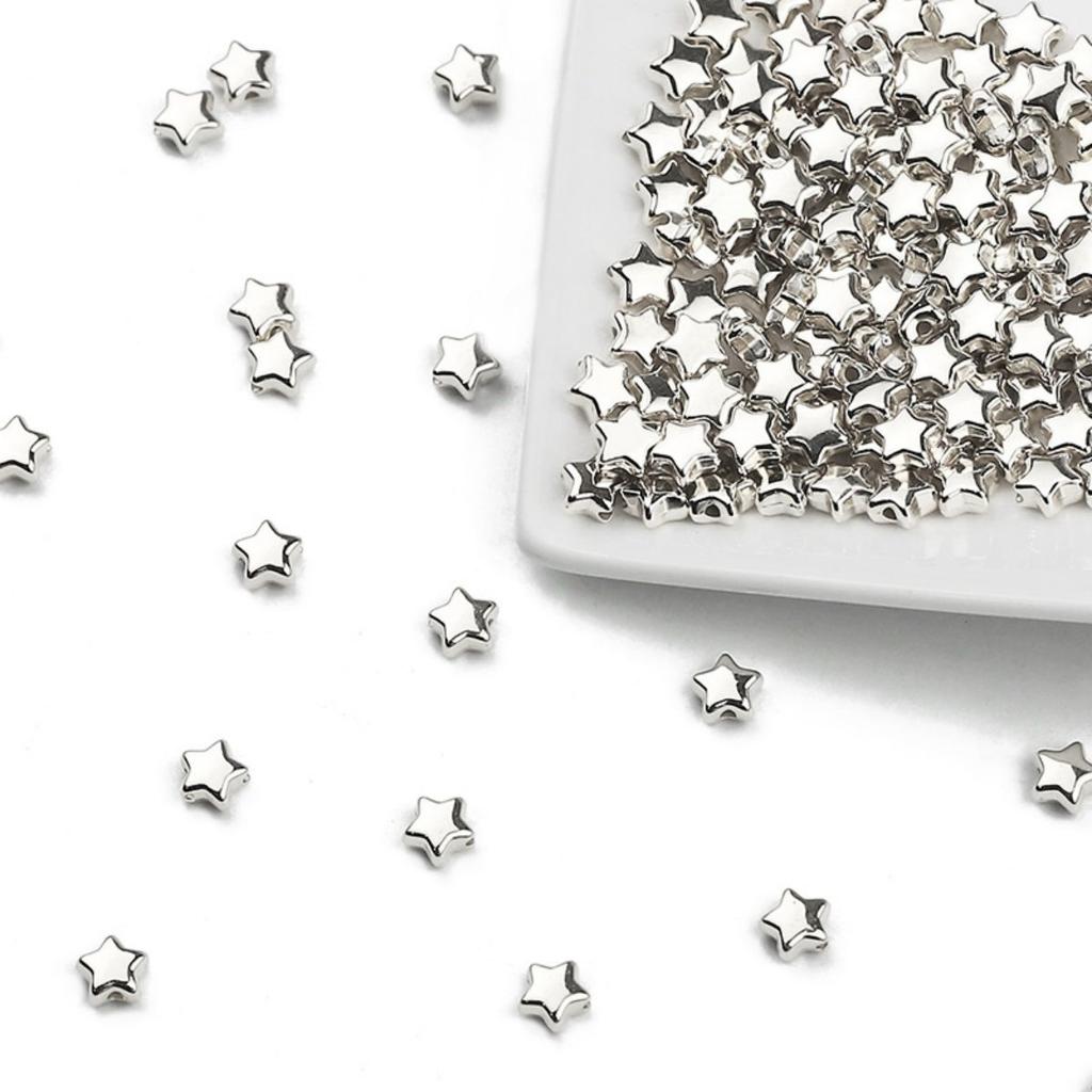 6mm 100~400pcs Star Shape CCB Beaded Gold Silver Plated Loose Beads For Jewelry Making DIY Necklace Bracelets Accessories