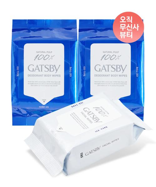 Gatsby Дезодорирующие салфетки для тела Ice Citrus 30 листов X2 + Салфетки для лица Ice 42 листа FREE