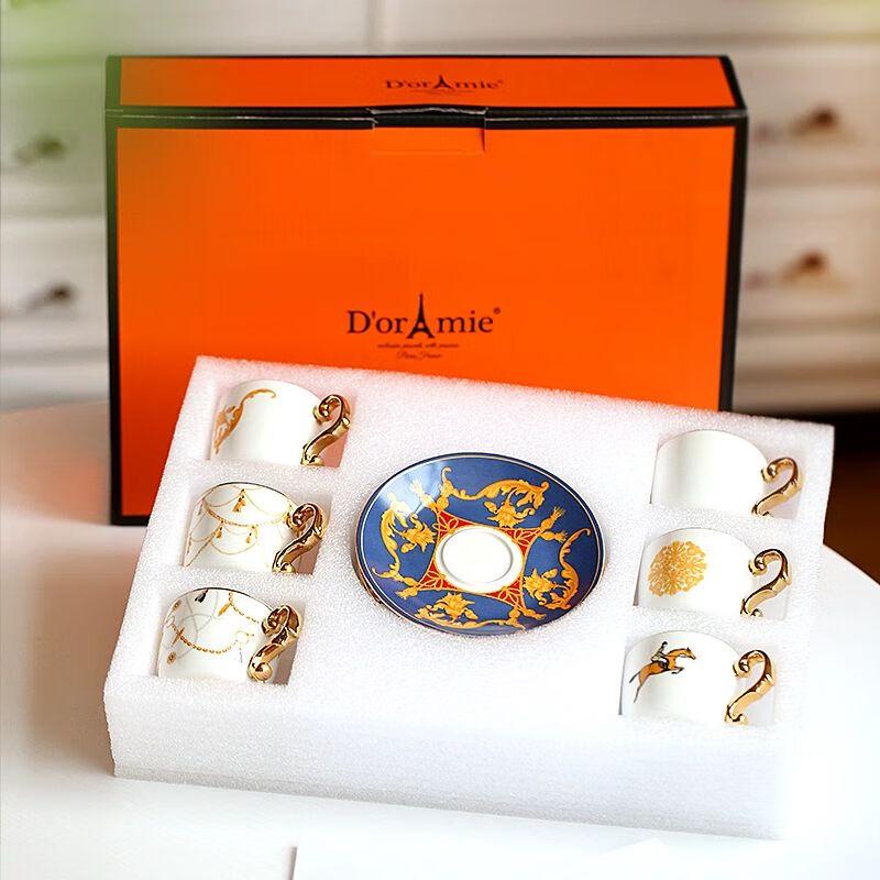 Ретро Роскошный Керамический Набор для Турецкого Кофе Чашка и Блюдце Подарочный Набор