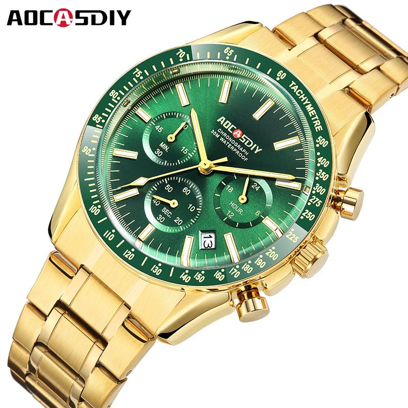 Men's Watches Luxury Round Quartz Wristwatch Waterproof Chronograph Watch for Men Auto Date Clock