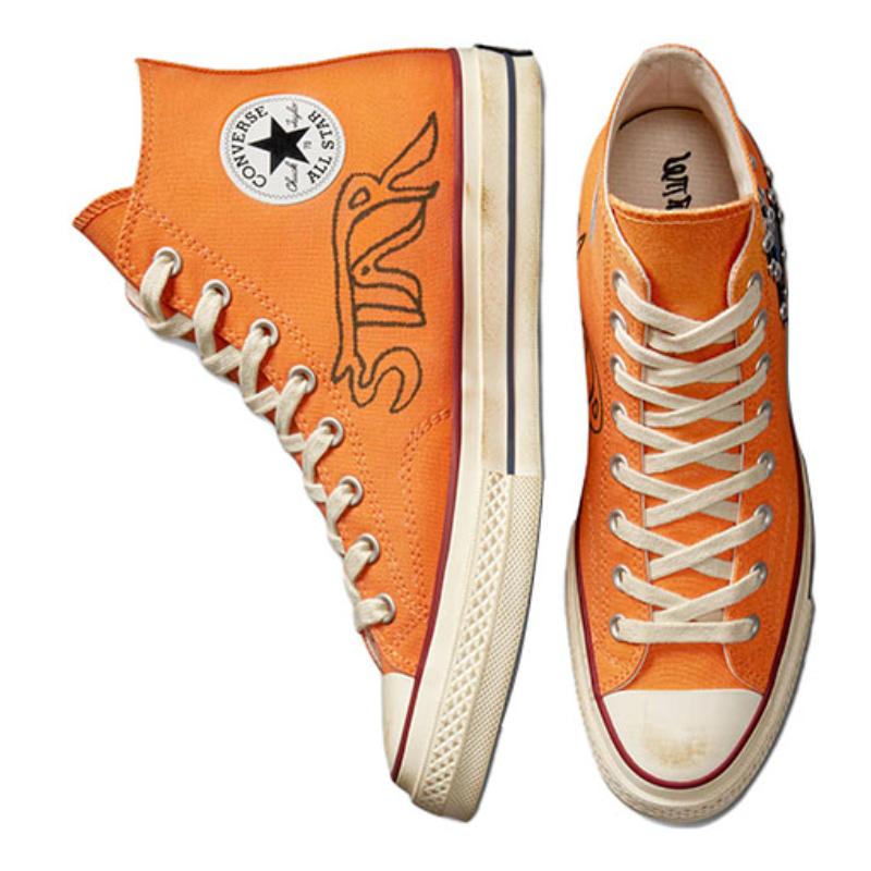 Come Tees X Converse Chuck Taylor All Star 1970s Trendy Casual High-Top Espadrilles Unisex Bright Orange