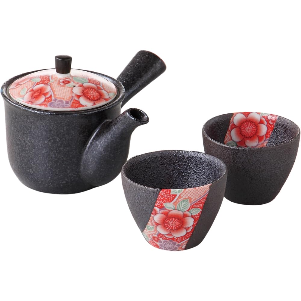 

Ale-net Teapot and Teacup Set, Pair of Teacups with Tea Strainer, Kyo-Yuzen Design, 250cc, Porcelain, Mino Ware