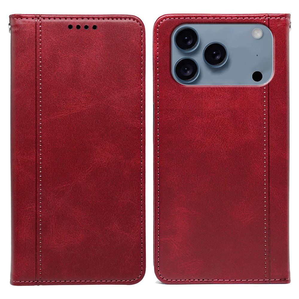 For iPhone 17 Pro Max Case Hidden Magnetic Closure Calf Texture Leather Phone Cover