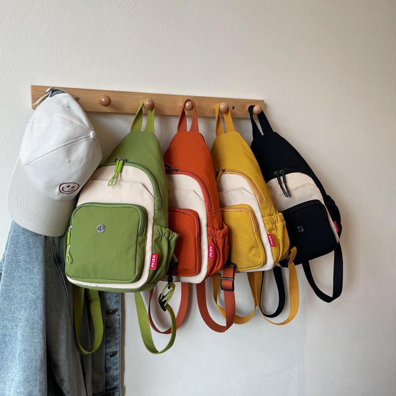 Damen Kleiner Rucksack Multifunktionale Brusttasche Kontrastfarbe Outdoor Schulter Umhängetasche