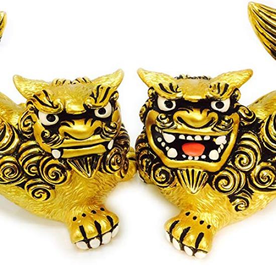 Okinawa souvenir Shisa figurine miniature entrance golden lion Shisa horizontal