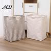 Durable Nursery Organizer Laundry Basket with Wooden Handles, Cotton And Linen Large Family Size Clothing Basket, Storage Space Saving