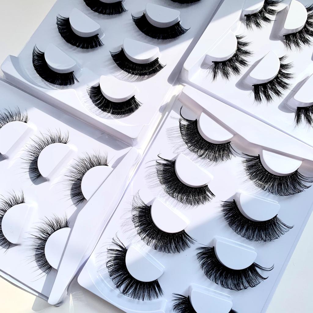 4 Pairs 3D Faux Mink Lashes Fluffy Soft Full Thick Wispy Natural Long False Eyelashes Curly Lashes Lashes