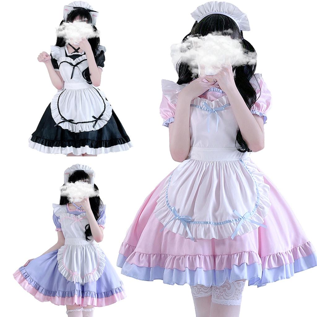 Japanese black and white cos cafe maid costume cosplay anime costume lolita lolita dress