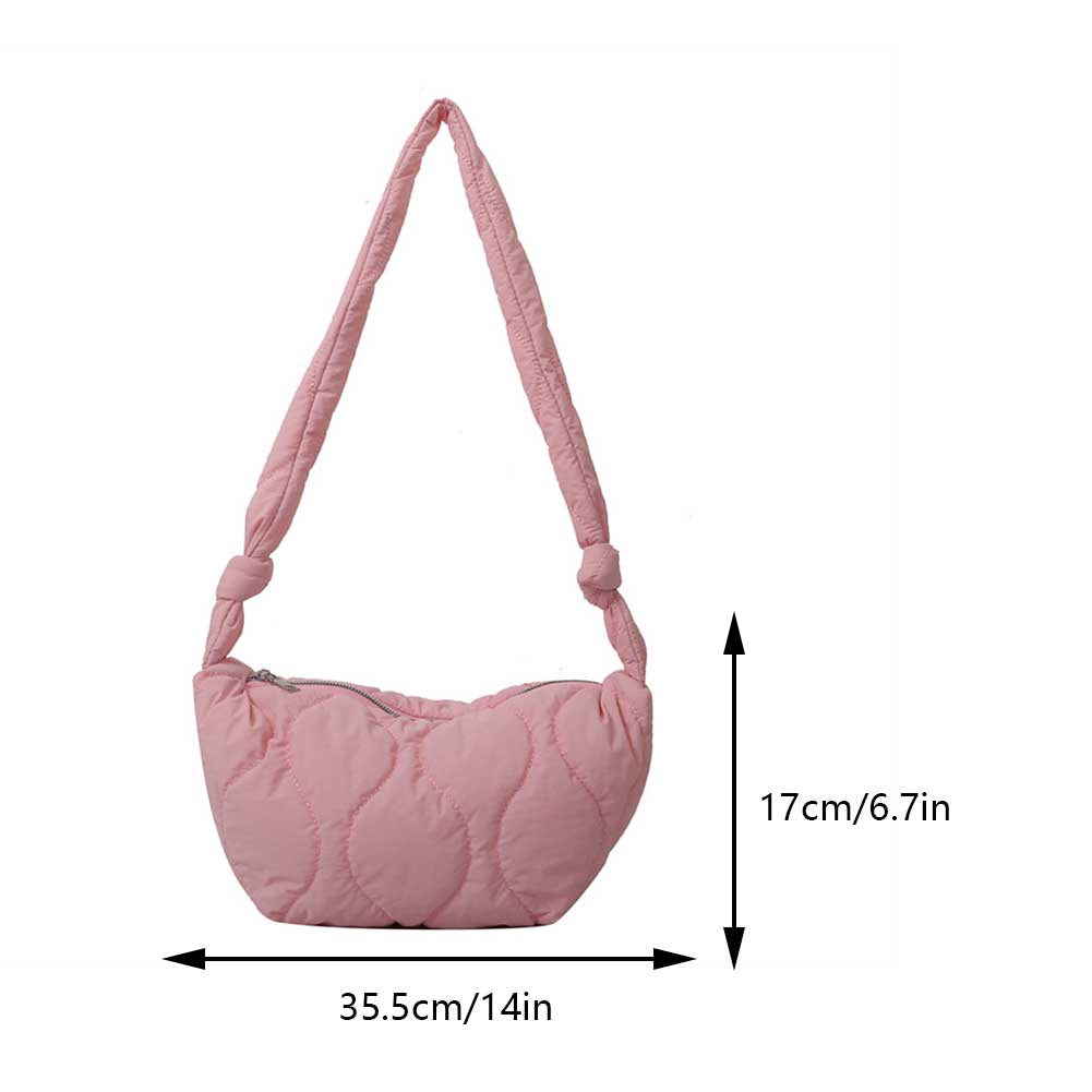 Female Puffer Shoulder Bag Trendy Soft Down Cotton Pillow Shopper Bag Lightweight Quilted Simple Crossbody Bag for Teenage Girls
