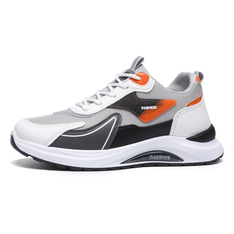 Shoes Spring New Leather Mesh Breathable Sports Shoes Lightweight Running Shoes Trendy Casual