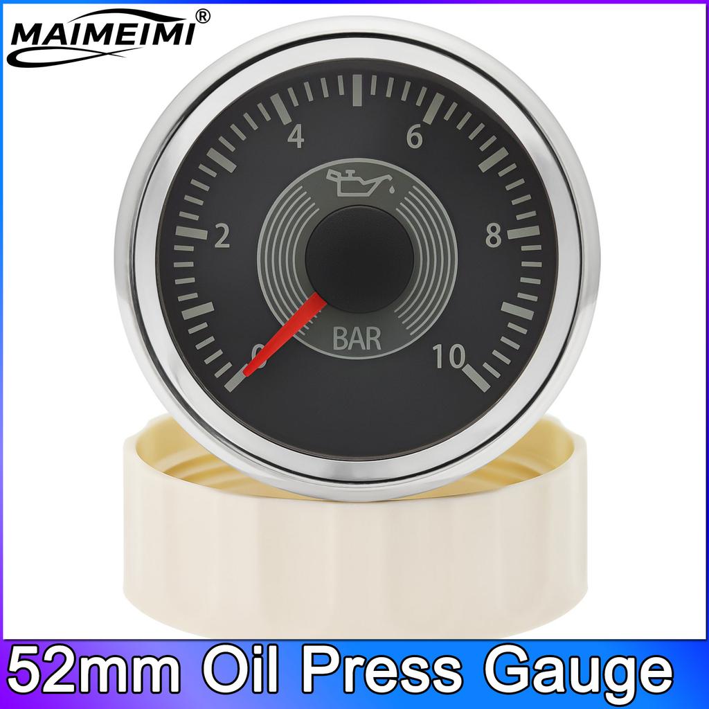 52mm Water Temperature Gauge Oil Pressure Voltage Fuel Level Meter 12V 24V for Auto Boat with 2 Colors Backlights