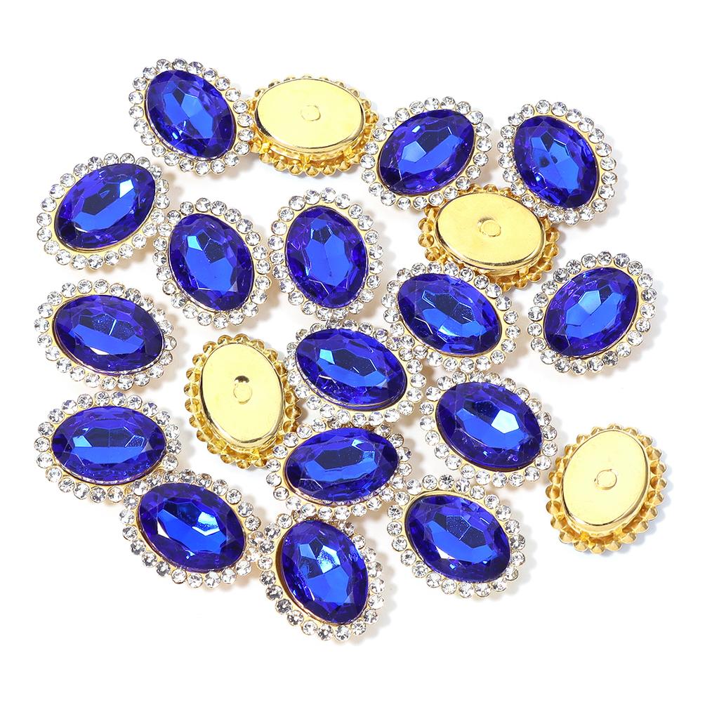 20pcs Oval Shape Sunflower Sew On Rhinestones Metal Gold Claw Base Acrylic Rhinestones Beads DIY Garment Decoration Accessories