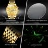 OLEVS luxury brand men's watches Chronograph waterproof date Gold luminous quartz watch for man Original wristwatch with the box