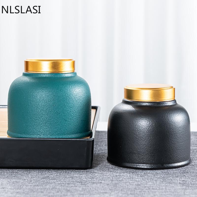 Carrito de té de cerámica, contenedores para té Tieguanyin, caja de té de viaje, tanque de almacenamiento, tarro de té sellado, lata de café, organizador de especias y dulces