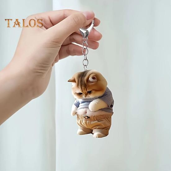 Pot-bellied Dog Cat Hanging Ornament Home Indoor Christmas Tree Car Rearview Mirror 2D Flat Acrylic Big Belly Cartoon Animal Hanging Decoration