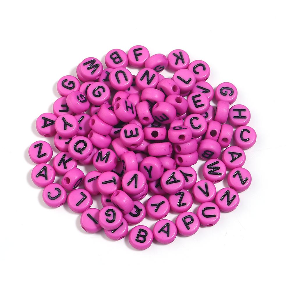 100pcs 6.8mm Acrylic Letters Beads Multicolor Flat Round Alphabet Loose Spacer Beads For Jewelry Making DIY Bracelet Accessories