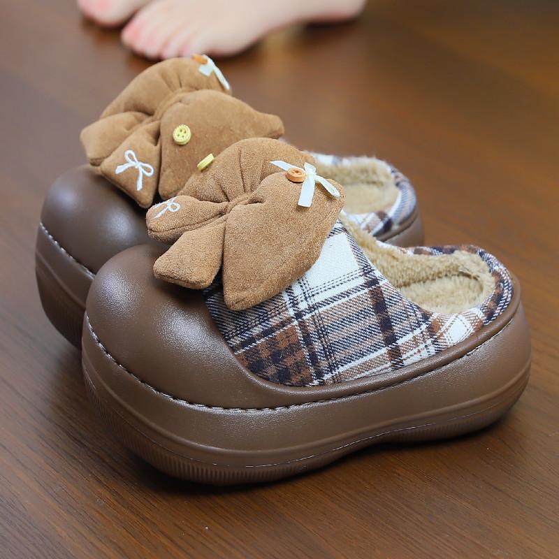 Winter height increasing cotton slippers for women 2025 new winter indoor slippers anti slip thick sole plush cotton shoes