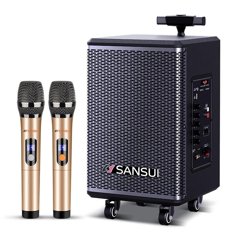 Sansui TE06 8-inch Portable Trolley Karaoke Speaker with Wireless Mic