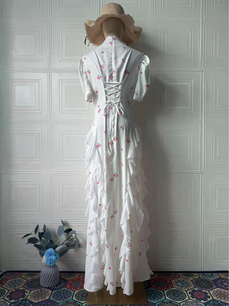 2025 Spring Sweet Style Short Sleeve Silky Elegant Women's Fashion Dress