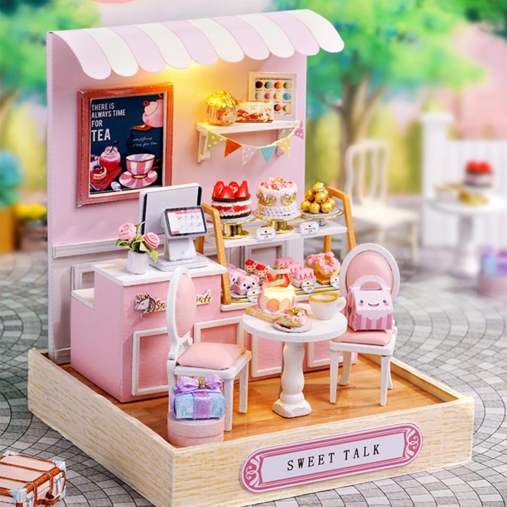 DIY Wooden Miniature Dollhouse Kit [Sweet Cake Shop] Handmade Interior Decor Beginner-Friendly Stylish Gift 3D Puzzle