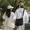 New Canvas Shoulder Bag Japanese Style Zipper Closure Messenger Bag Large Capacity Lightweight School Book Bag Student Use