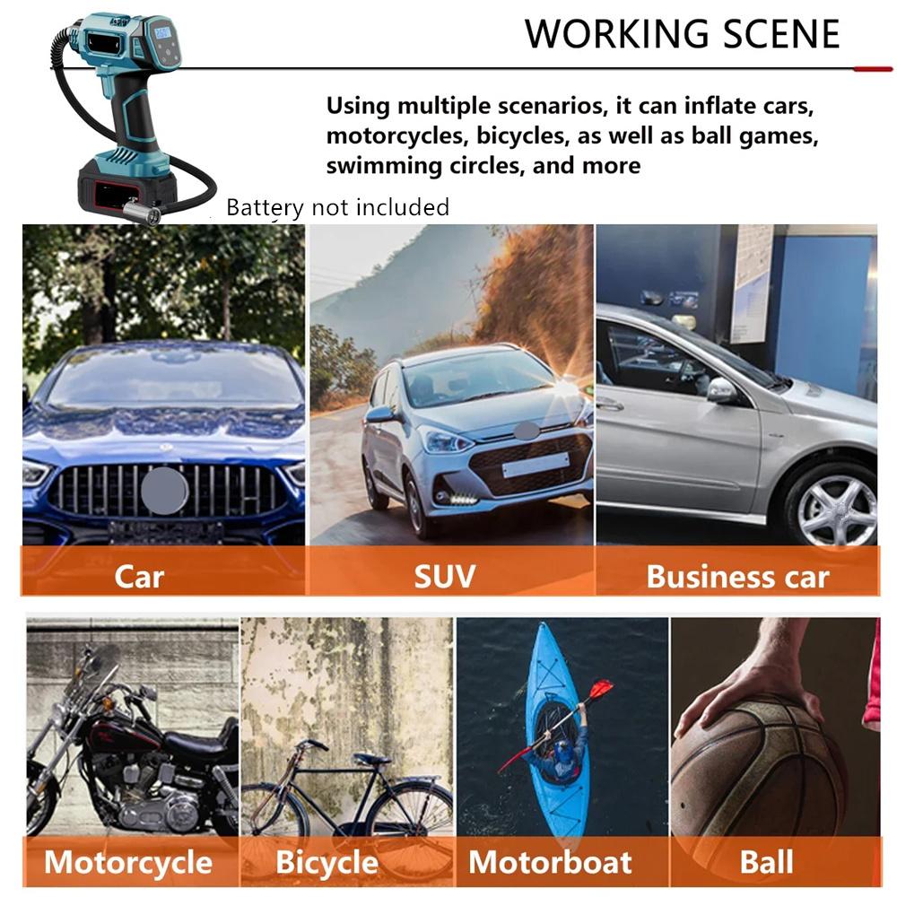 Cordless Electric Inflator Pump Air Compressor For Makita 18V Battery LED Light